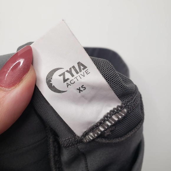 Zyia Active All Star High Neck Sports Bra XS Pewter Grey Mesh‎ Zip Back - Picture 6 of 8
